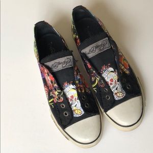 Ed Hardy Multicolor Skull Sneakers